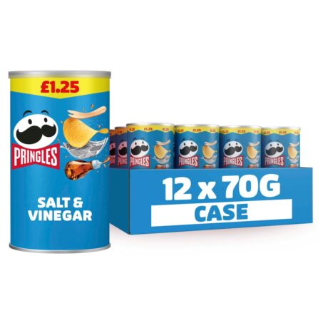 Pringles Salt And Vinegar Snacking Crisps 12 x 70g