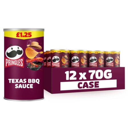 Pringles Texas BBQ Snacking Crisps 12 x 70g Case