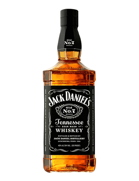70cl bottle of Jack Daniel's Old No. 7 Tennessee Whiskey with amber liquid, iconic black label, and 40% ABV, showcasing smooth, full-bodied whiskey from Tennessee, USA