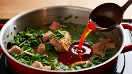 Cameroonian Eru Soup – A nutritious leafy green soup with assorted meats.