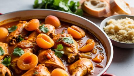Moroccan Chicken Tagine with Apricots – A slow-cooked stew with warm spices.