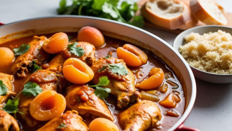 Moroccan Chicken Tagine with Apricots – A slow-cooked stew with warm spices.