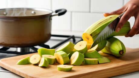 Ugandan Matoke – Cooked plantains in a rich tomato and peanut sauce.