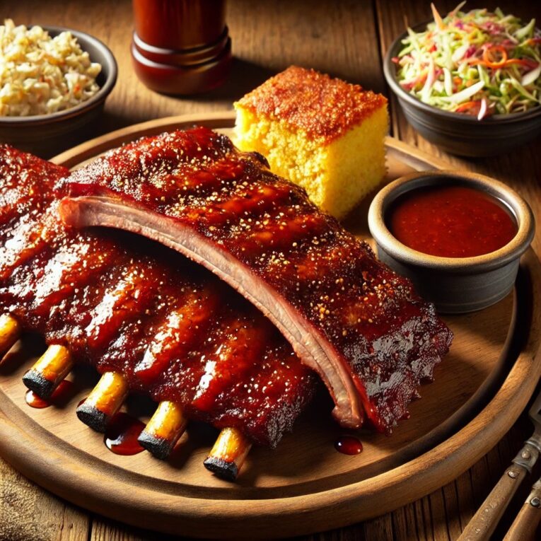 Texas BBQ Ribs – Slow-smoked pork ribs with a tangy glaze