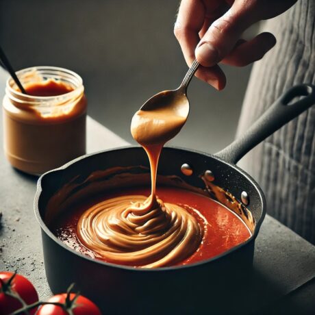 Ugandan Matoke – Cooked plantains in a rich tomato and peanut sauce.