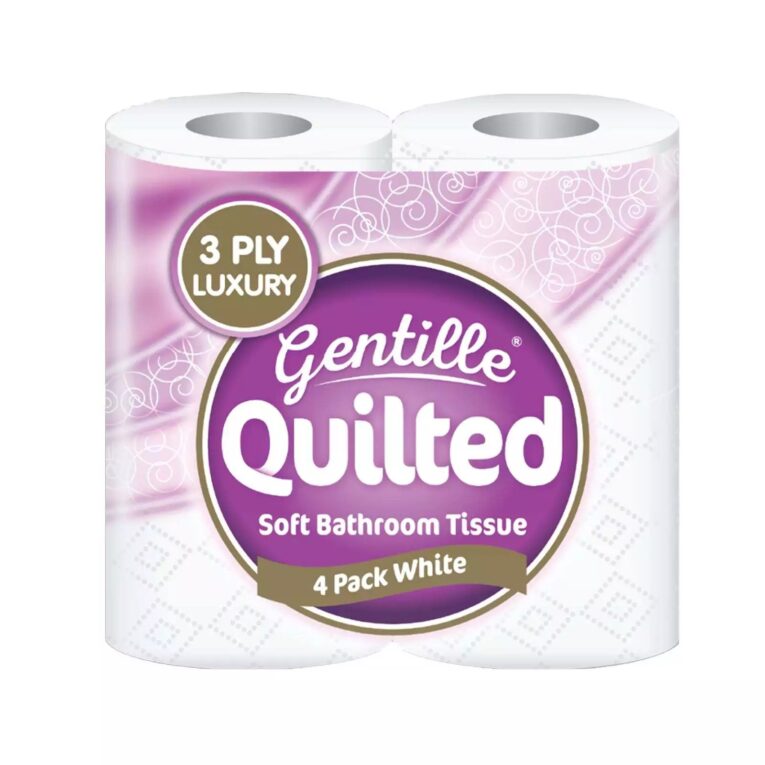 Gentille Quilted 3ply Toilet Roll 4 Pack.