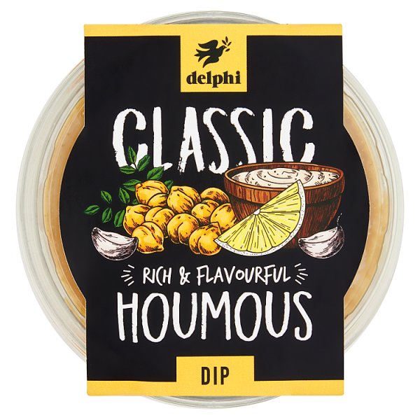 Delphi Classic Rich & Flavourful Houmous Dip 170g tub – creamy chickpea and tahini dip