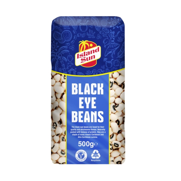 Island Sun Black Eye Beans 500g pack – African, Asian and Caribbean pantry essential from 4Way Foods
