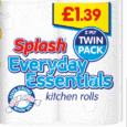 Get Splash Jumbo Everyday Essential Kitchen Roll 2 Pack – strong, 2-ply, super absorbent towels in 30% recycled packaging. Made in the UK. Ideal for all household cleaning tasks.