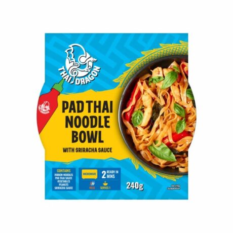 Thai Dragon Pad Thai & Sriracha Noodle Bowl 240g – spicy microwave-ready Thai rice noodle meal