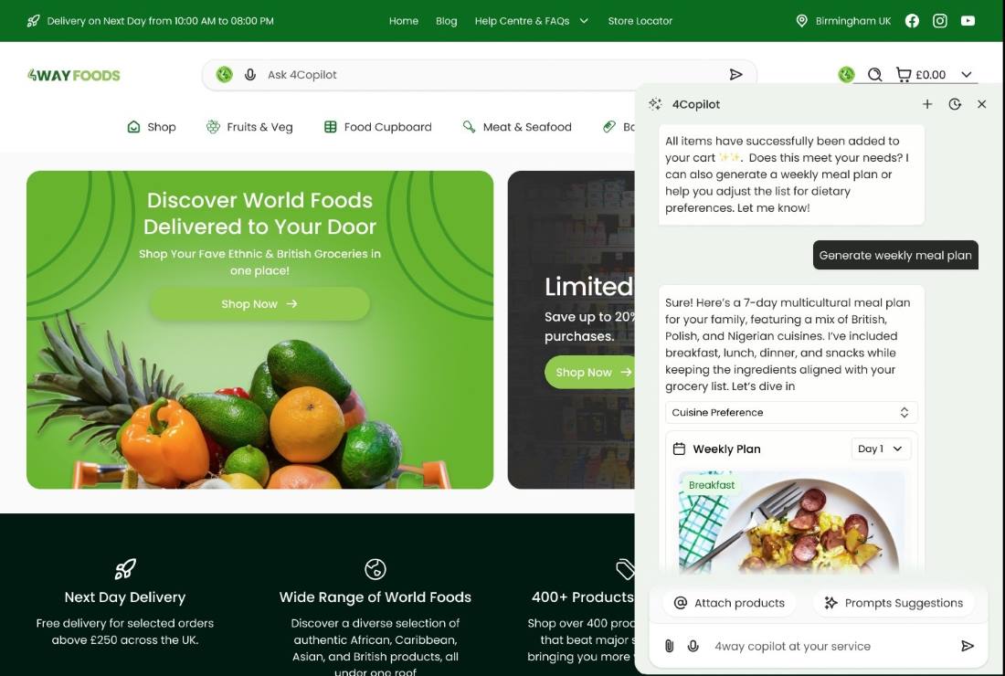 4Way Foods Featured in Yahoo Finance and The Grocer: A New Chapter for Online Grocery Shopping 2 4Copilot - 4way Food's Flagship AI Supermarket for British and World Foods