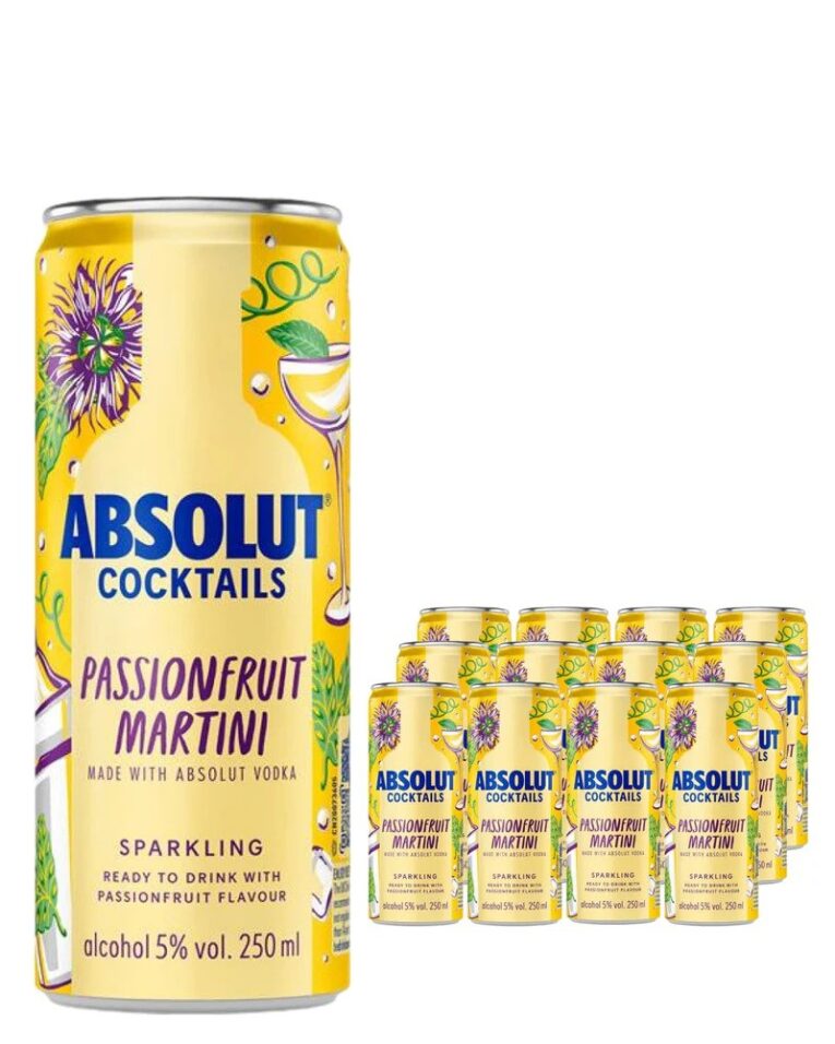 Absolut Cocktails PassionFruit Martini Vodka Drink 25cl x12 – Ready‑to‑Drink Sparkling Cocktail Can