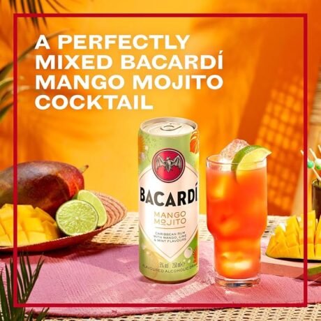 Bacardi Mango Mojito Caribbean Rum Cocktail 250ml x12 Case