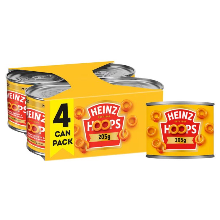 Heinz Spaghetti Hoops in Tomato Sauce 4x205g multipack canned pasta meal