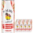 Malibu Cocktail Strawberry Daiquiri Sparkling 250ml x12 – Fruity ready-to-drink cocktail with strawberries, lime, and white rum