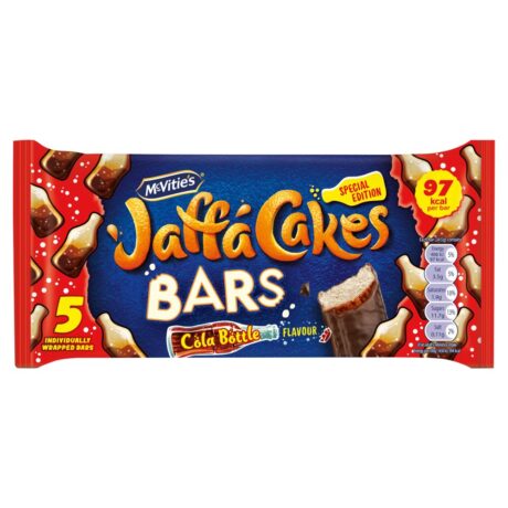 McVitie’s Cola Bottle Jaffa Cakes Bars – five individually wrapped bars with dark chocolate and cola jelly centre