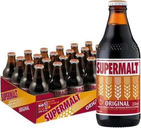 Case of 24 Supermalt Original 330ml bottles – Non-alcoholic malt drink rich in B vitamins and natural malt flavor