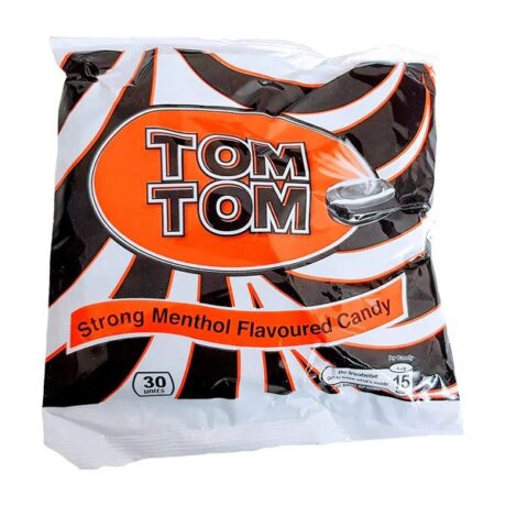 Tom Tom Menthol Sweets 126g – Nigerian mint candy with menthol and eucalyptus, individually wrapped in plastic pouch.
