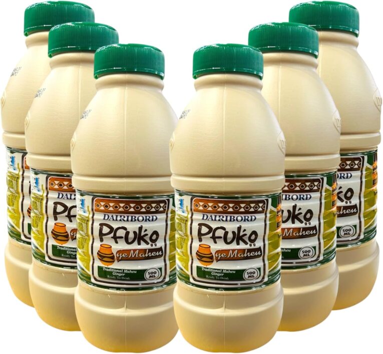 500ml bottle of Dairibord Pfuko Maheu Ginger Drink – traditional Southern African maize-based fermented drink