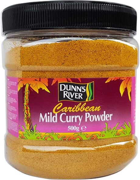 Dunn's River Caribbean Curry Powder Mild 500g jar – authentic Caribbean spice blend for curries, stews, and marinades