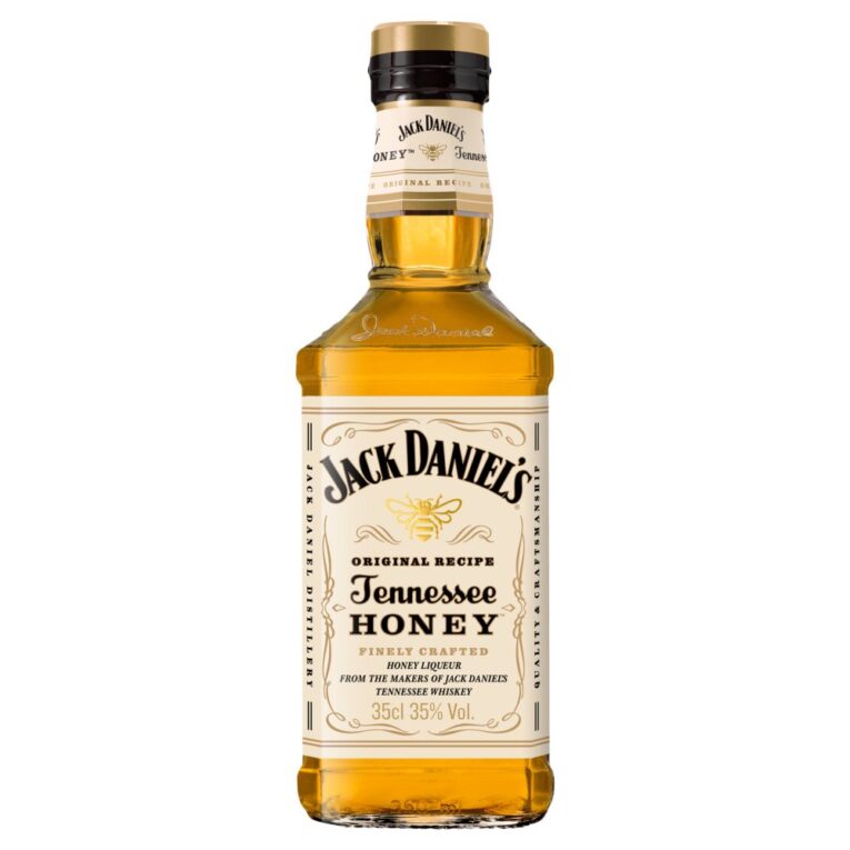 Jack Daniel’s Tennessee Honey Whiskey 35cl bottle – premium blend of Old No. 7 Tennessee Whiskey and natural honey liqueur.