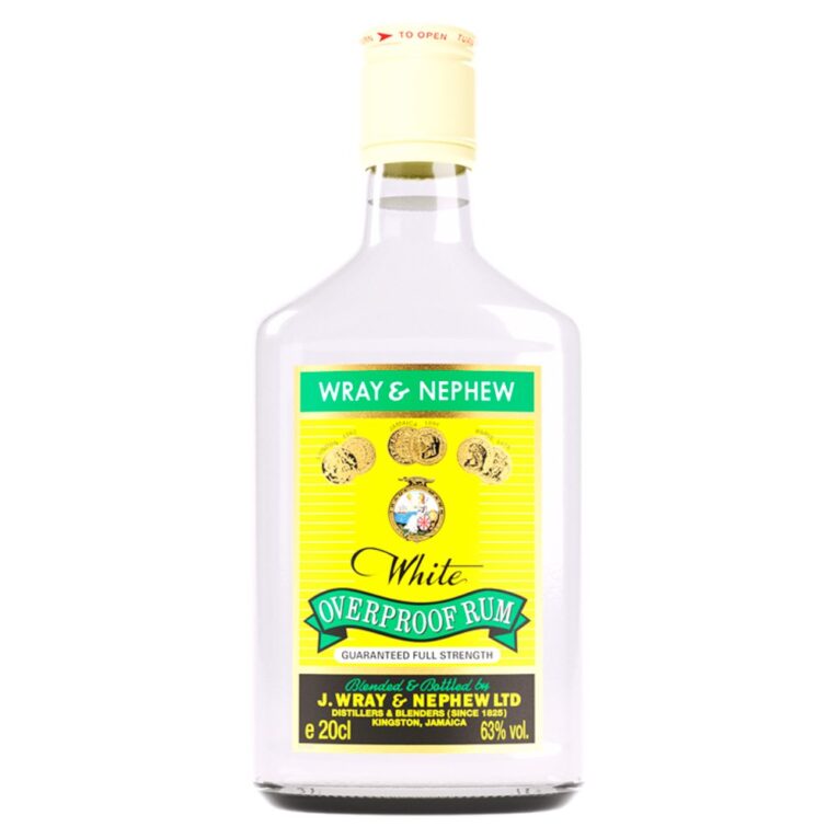 Wray & Nephew White Overproof Rum 20cl bottle – Premium Jamaican overproof rum with 63% ABV, ideal for cocktails and punches.