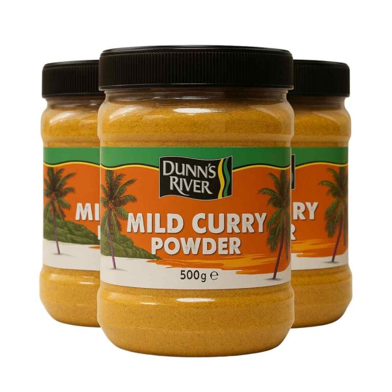 Dunn’s River Caribbean Curry Powder Mild 500g x3 Pack – Authentic Caribbean Spice Blend for Curries, Stews, and Marinades, Mild Heat and Full Flavour, Available at 4 Way Foods UK
