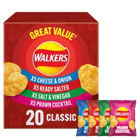 Walkers Classic Variety Multipack Crisps Box 20×25 g – includes four classic flavours in recyclable box