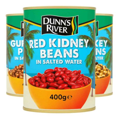 Dunn’s River Red Kidney Beans 400g x3 Case – premium canned Caribbean red beans, perfect for stews, soups, and Rice and Peas.