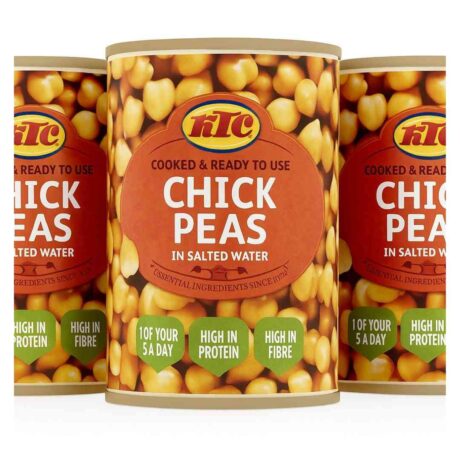 KTC Chickpeas 400g x3 Case – premium-quality canned chickpeas ideal for curries, salads, and hummus