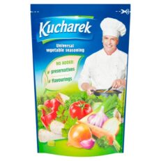 Small Ingredients, Big Flavour: Everyday Seasonings and Sauces That Transform Your Cooking 22 Kucharek Universal Vegetable Seasoning 500g pouch with colourful label and dried vegetable illustrations.
