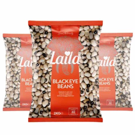 Laila Black Eye Beans 2kg x3 Case – premium quality dried black-eyed peas for healthy global cooking.