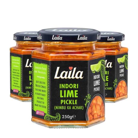 Laila Indori Lime Pickle 250g Jar – Authentic Indian Pickle with 65% Lime and Spices | 12x250g Case | 4Way Foods UK