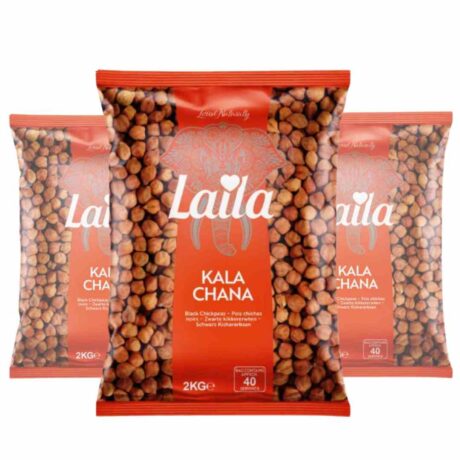 Laila Kala Chana 2kg x3 Case – Premium Black Chickpeas – High Protein Vegan Pulses – 4Way Foods