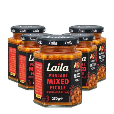Laila Punjabi Mixed Pickle 250g Jar – Traditional Indian Pickle with Mango, Lime, and Spices | 12x250g Case
