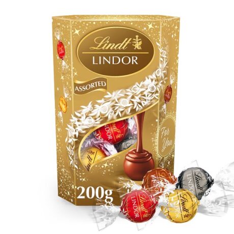 Lindt Lindor Assorted Chocolate Truffles Box 200g – Milk, White, Dark & Hazelnut Selection