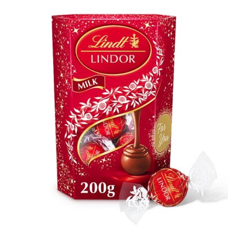 Lindt Lindor Milk Chocolate Truffles Box 200 g × 8 Case – Luxury Swiss Milk Chocolate Gift Bulk