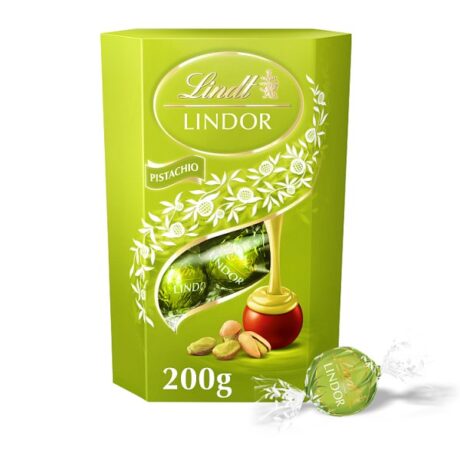 Lindt Lindor Pistachio Milk Chocolate Truffles Box 200 g – Luxury Swiss Milk Chocolate Gift Box