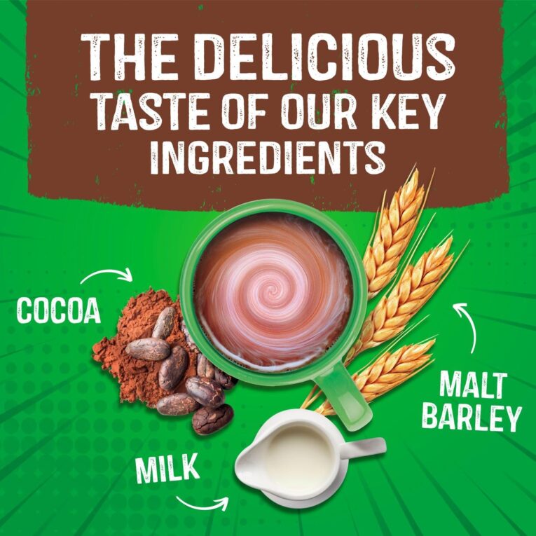 Nestlé Milo Instant Malt Chocolate Powder 400g tin – energy-boosting malt drink mix for hot or cold chocolate beverages – 4Way Foods UK