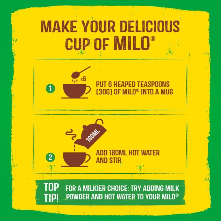 Nestlé Milo Instant Malt Chocolate Powder 400g tin – energy-boosting malt drink mix for hot or cold chocolate beverages – 4Way Foods UK