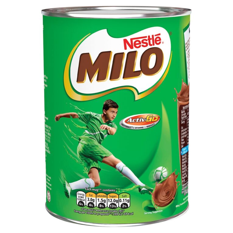 Nestlé Milo Instant Malt Chocolate Powder 400g tin – energy-boosting malt drink mix for hot or cold chocolate beverages – 4Way Foods UK