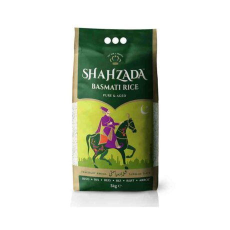 Shahzada Basmati Rice 5kg bag with classic branding