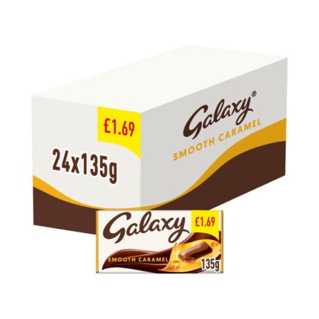 Galaxy Smooth Caramel Milk Chocolate Block Bar 135g x24 wholesale case