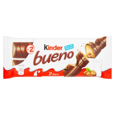 Kinder Bueno Milk Chocolate & Hazelnut Twin Bars 43g x30 multipack – individually wrapped chocolate fingers”