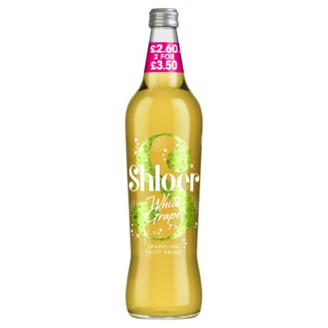 Shloer White Grape Sparkling Drink 750ml glass bottle – alcohol-free celebration drink.