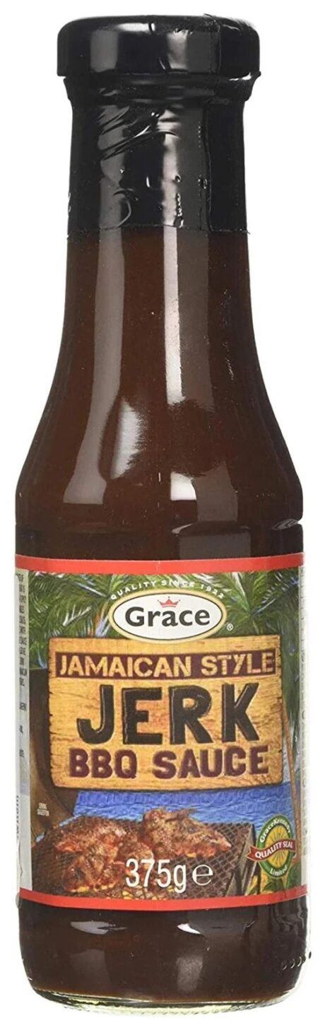 Grace Jerk BBQ Sauce 375g bottle with Jamaican-style jerk barbecue flavour.