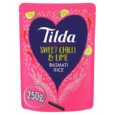 ilda Sweet Chilli & Lime Basmati Rice 250g pack, microwaveable flavored rice.