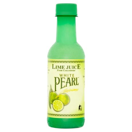 White Pearl Lime Juice from Concentrate 250ml bottle with green lime-themed label, ideal for cooking, marinades, salads, desserts, and drinks.