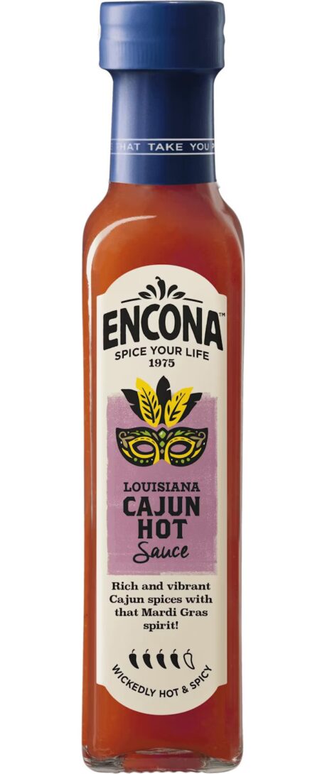Encona Louisiana Cajun Hot Sauce 142ml bottle – authentic Louisiana-style Cajun hot sauce from 4Way Foods