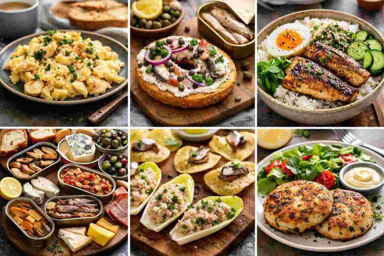 Creative tinned fish meals from breakfast to dinner using tuna, sardines, and mackerel